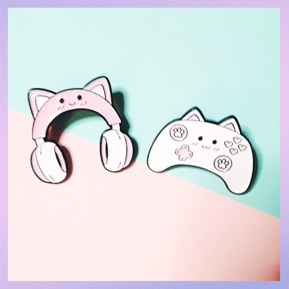 Kawaii Style Cat Gaming Pins - Picture 2 of 7